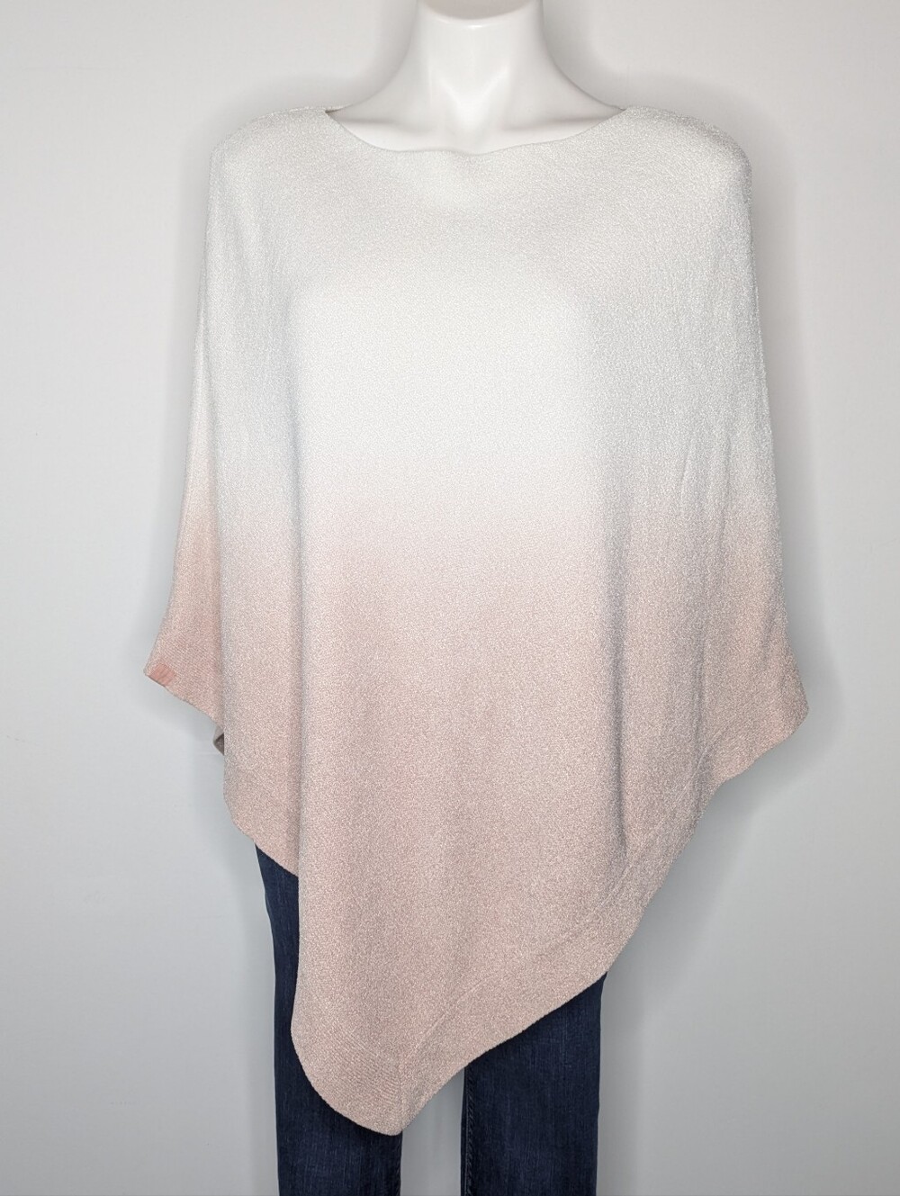 Barefoot Dreams Cozy Chic Ultra Lite White Pink Ombre Lounge Poncho Sweater OS